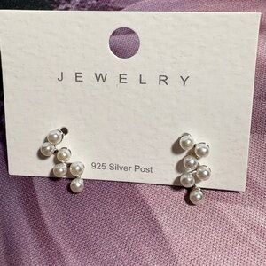Elegant Silver faux Pearl Earrings